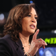 Democratic presidential candidate Sen. Kamala Harris (D-CA) speaks during a television interview after the second night of the first Democratic presidential debate on June 27, 2019, in Miami.